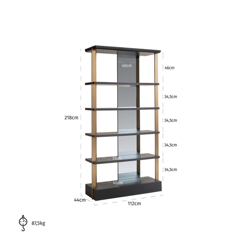 3509 - Wandkast Rigley met spiegel (Charcoal)