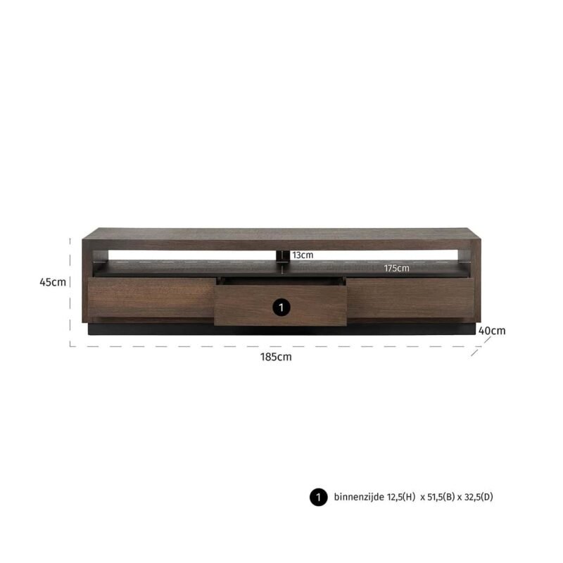 6503 BROWN - TV dressoir Oakura 3-laden (Brown)