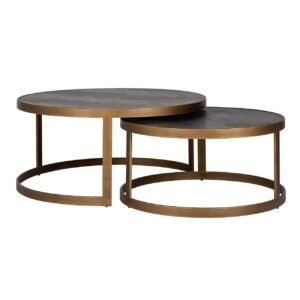 7375 - Salontafel Blackbone brass set van 2  (Black rustic)