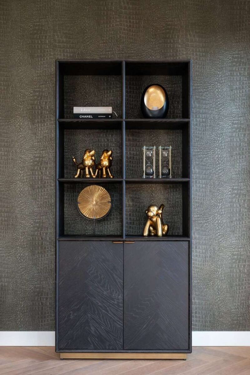 7377 - Boekenkast Blackbone brass 2-deuren (Black rustic)