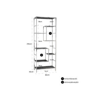 7409 - Wandkast Blackbone silver 7-planken (Black rustic)