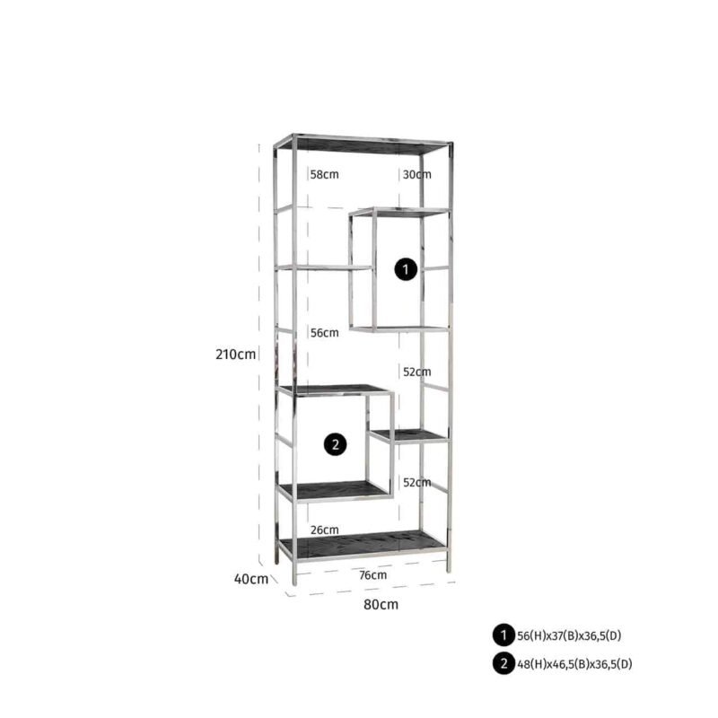 7409 - Wandkast Blackbone silver 7-planken (Black rustic)