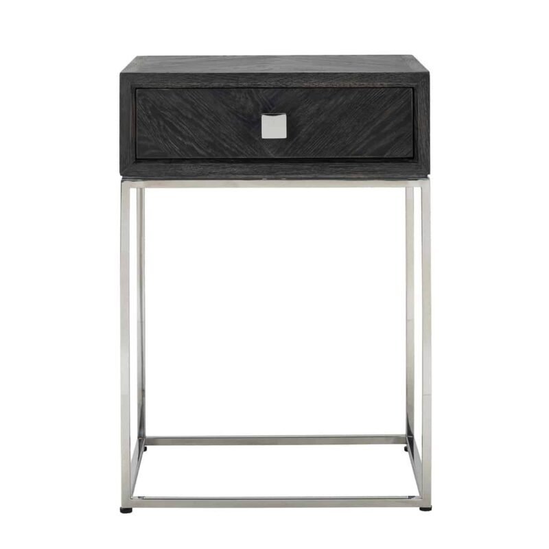 7413 - Nachtkastje Blackbone silver 1-lade (Black rustic)