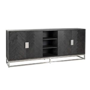 7416 - Dressoir Blackbone silver 4-deuren + open vak (Black rustic)