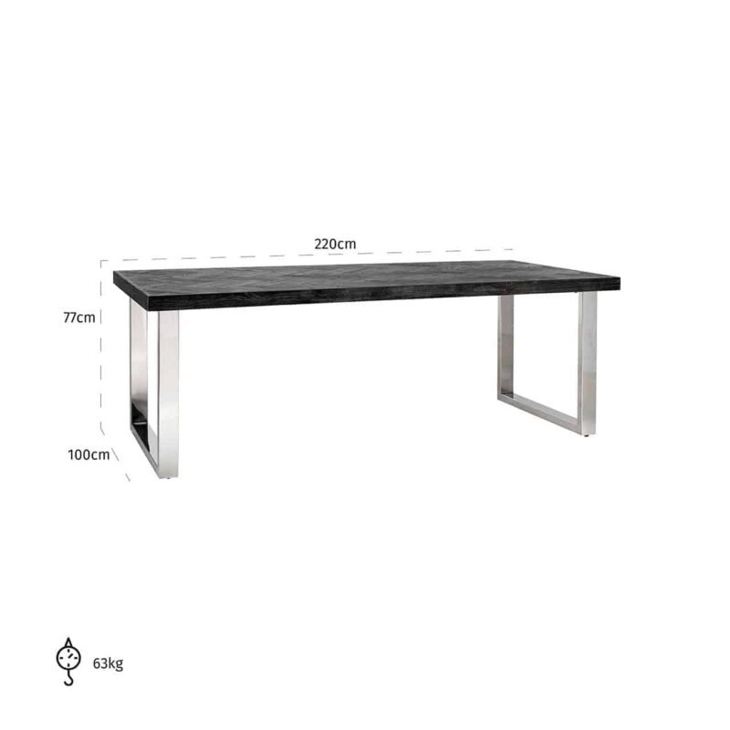 7419 - Eettafel Blackbone silver 220 (Black rustic)