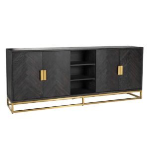7446 - Dressoir Blackbone gold 4-deuren + open vak (Black rustic)