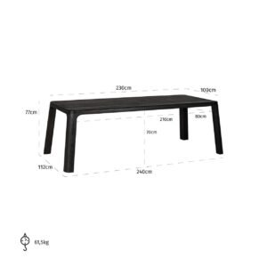 7734 - Eettafel Baccarat 230 (Dark coffee)
