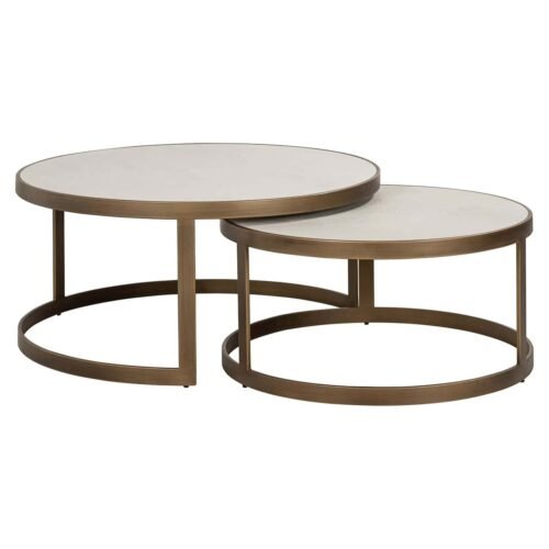 7792 - Salontafel Whitebone brass set van 2 (Verona Grey)