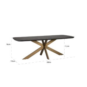7808 - Eettafel Cambon 280 deens ovaal (Dark coffee)
