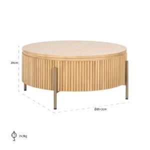 7863 - Salontafel Belfort 85Ø (Natural oak)