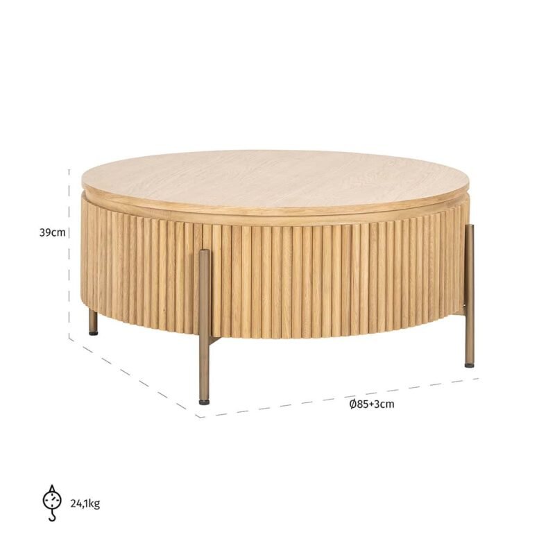 7863 - Salontafel Belfort 85Ø (Natural oak)