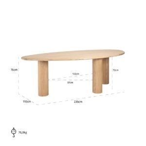 7883 - Eettafel Oakley 235 (Natural oak)