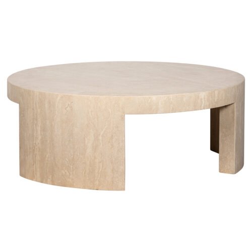 8673 - Salontafel rond Biltmore Italian beige Travertine (Beige)