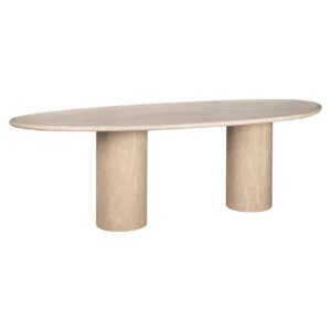 8674 - Eettafel Renaissance organisch Italian Travertine (Beige)