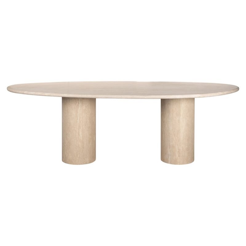 8674 - Eettafel Renaissance organisch Italian Travertine (Beige)