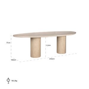 8674 - Eettafel Renaissance organisch Italian Travertine (Beige)