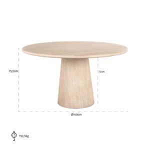 8681 - Eettafel Fictus 140Ø faux travertine (Beige)