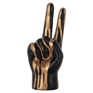 -AD-0042 - Deco object hand peace (Black/gold)