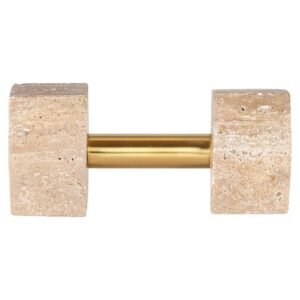-AD-0052 - Deco object Dumble beige / shiny brass (Beige)