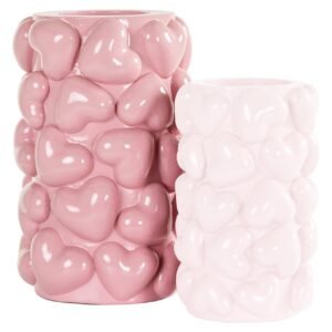-KA-0318 - Kandelaar Emel hearts groot (Pink)