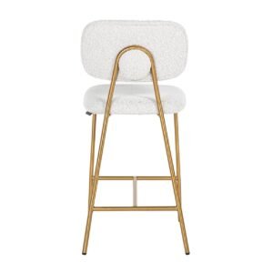 S4522 WHITE BOUCLÉ - Counterstoel Xenia white bouclé / brushed gold (Copenhagen 900 Bouclé White)