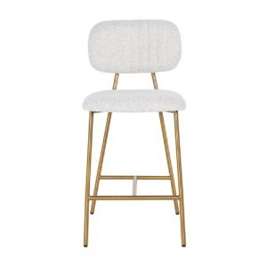 S4522 WHITE BOUCLÉ - Counterstoel Xenia white bouclé / brushed gold (Copenhagen 900 Bouclé White)