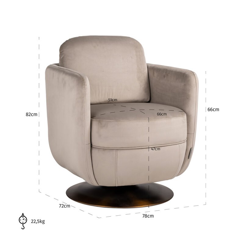 S4576 FR KHAKI VELVET - Draaifauteuil Turner khaki velvet fire retardant (FR-Quartz 903 Khaki)