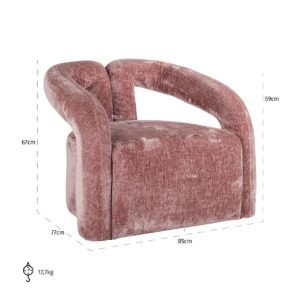 S4596 ROSE CHENILLE - Fauteuil Dana rose chenille (Bergen 705 rose chenille)