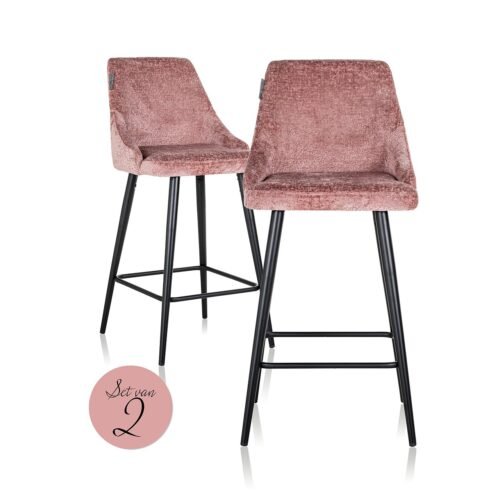 S4700 ROSE CHENILLE - Counter stoel Brooke rose chenille (set van 2) (Bergen 705 rose chenille)