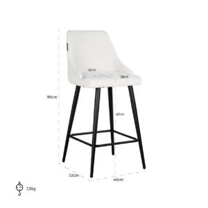 S4700 WHITE UNICORN - Counter stoel Brooke white unicorn (set van 2) (Unicorn 02 white)
