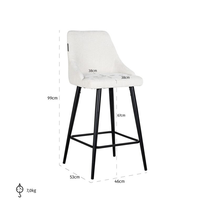S4700 WHITE UNICORN - Counter stoel Brooke white unicorn (set van 2) (Unicorn 02 white)