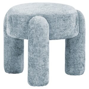 S4743 LIGHT BLUE CHENILLE - Poef Holly light blue chenille (Bergen 602 Light blue Chenille)