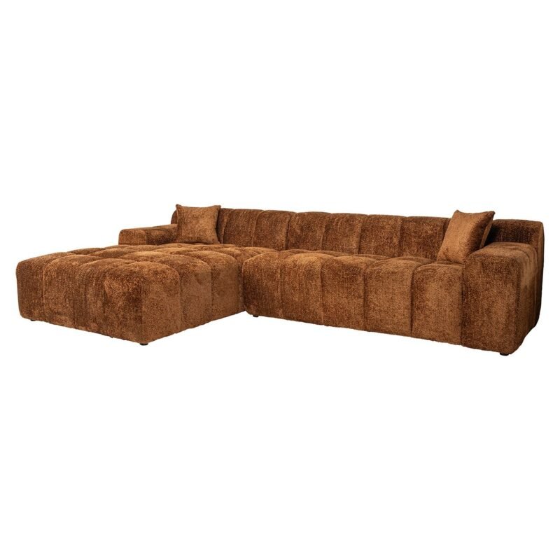 S5136 LOVELY CINNAMON - Sofa Cube 3-zits + lounge links (Be Lovely 603 Cinnamon)