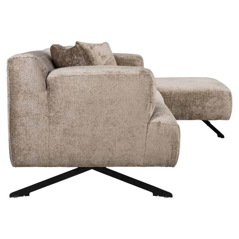 S5139 TAUPE CHENILLE - Bank Donovan 3-zits + lounge rechts (Bergen 104 taupe chenille)