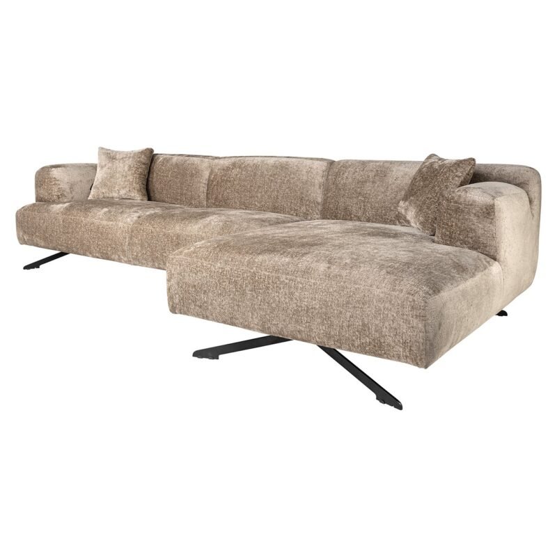 S5139 TAUPE CHENILLE - Bank Donovan 3-zits + lounge rechts (Bergen 104 taupe chenille)