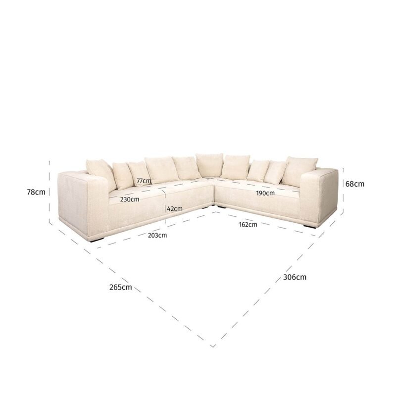 S5148 BEIGE CHENILLE - Hoekbank Lusso beige chenille (Niagara 902 beige Chenille)